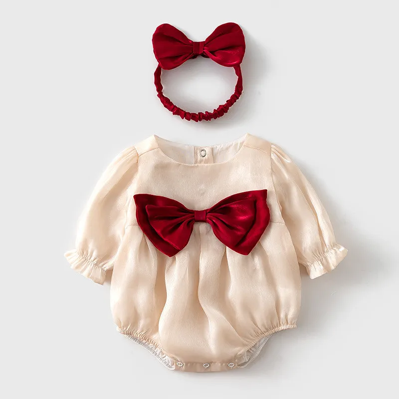 Long-sleeved girl sweet princess style baby jumpsuit