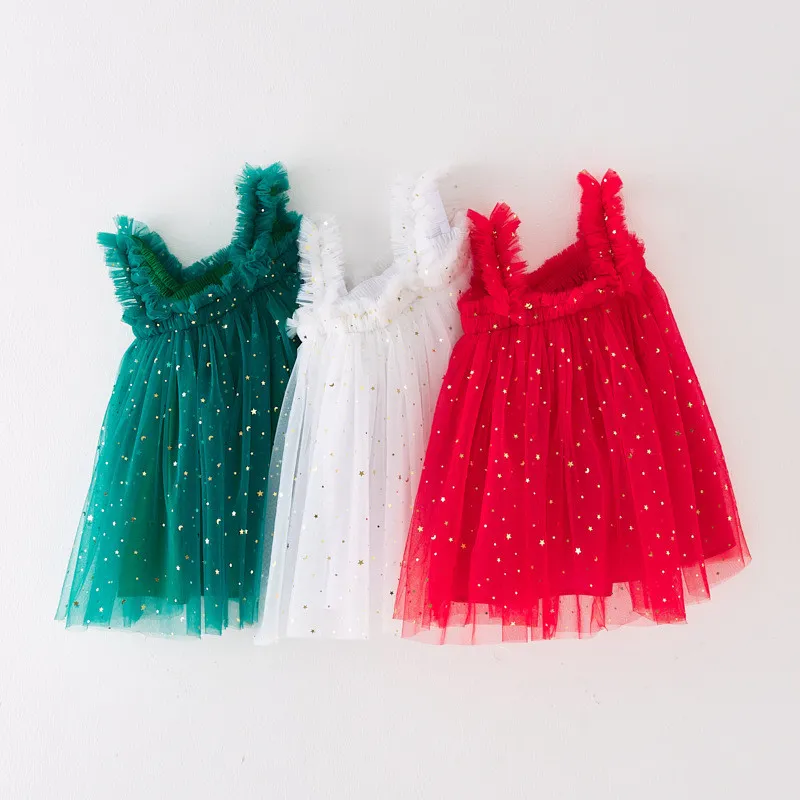 Christmas dress Star Moon strapless Princess mesh pettiskirt