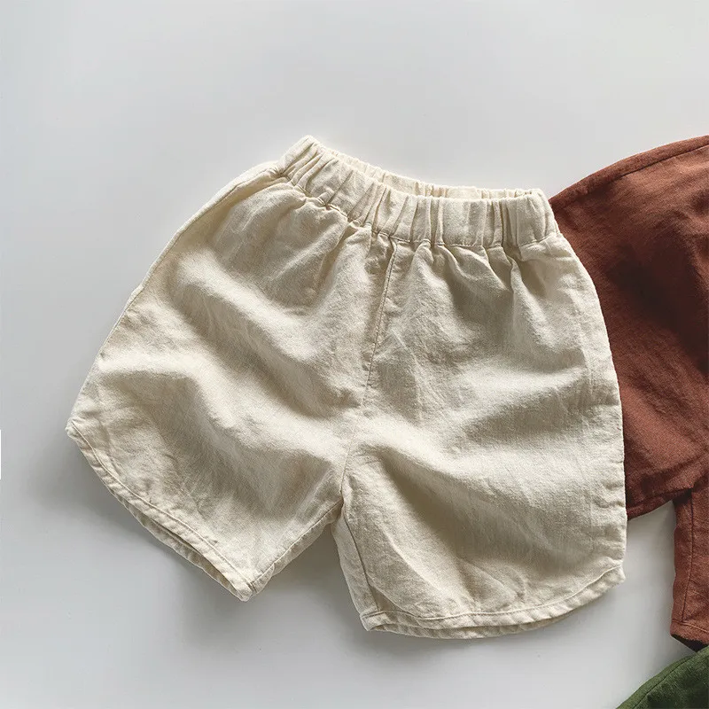 Cotton and linen boy shorts thin five-point medium pants outerwear trousers