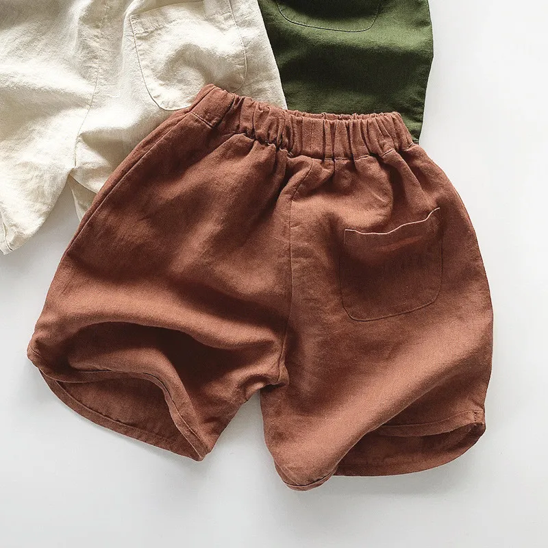 Cotton and linen boy shorts thin five-point medium pants outerwear trousers