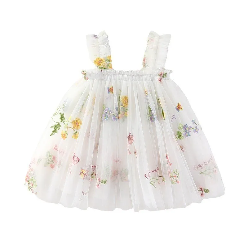 Suspender skirt floral printed sleeveless baby dress