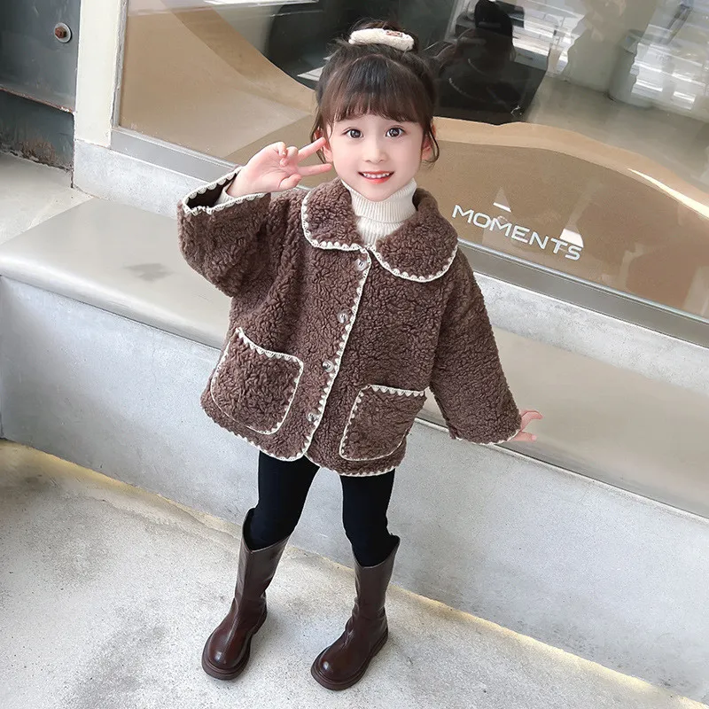 Girls' coat doll collar children's clothing top baby girl coat
