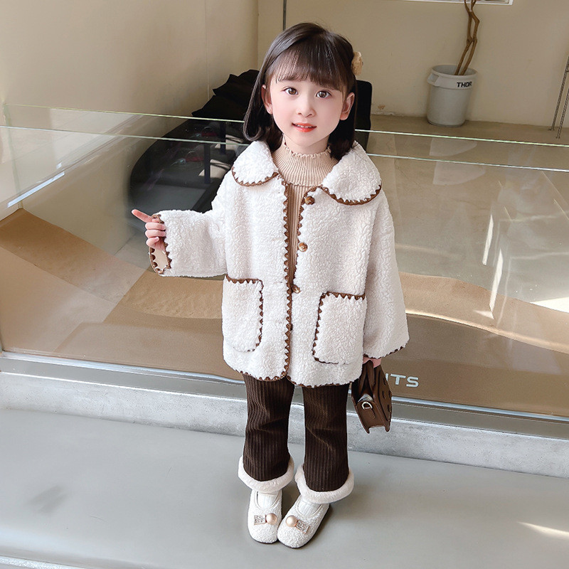 Girls' coat doll collar children's clothing top baby girl coat
