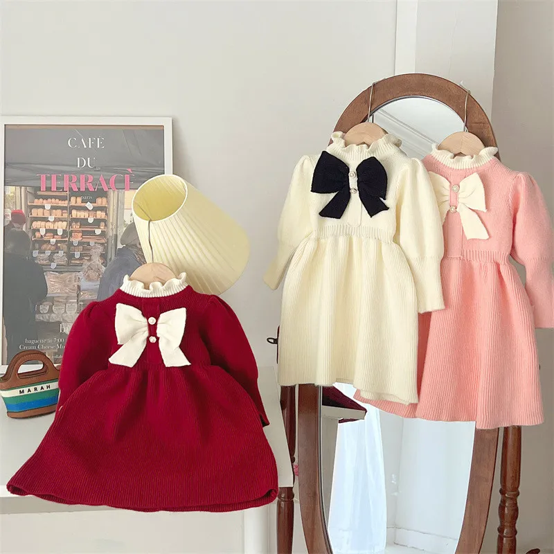 Girls sweater dresses children's knitted dress