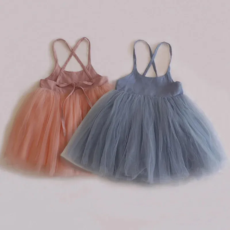 Children's lace-up gauze dress cute sweet princess dress