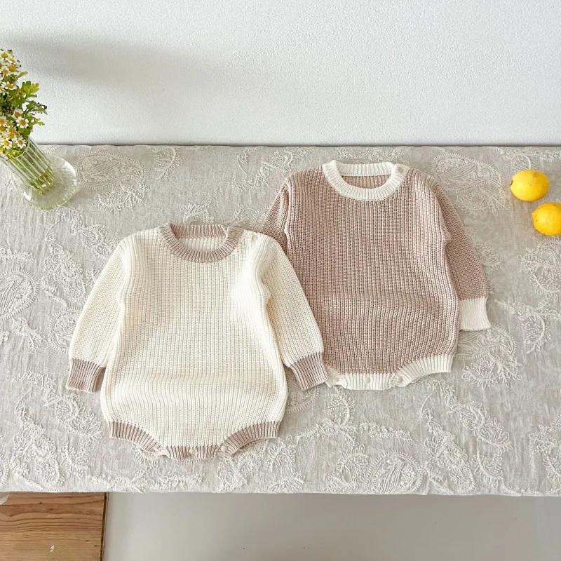Knitted jumpsuit baby sweater going out rompers onesie