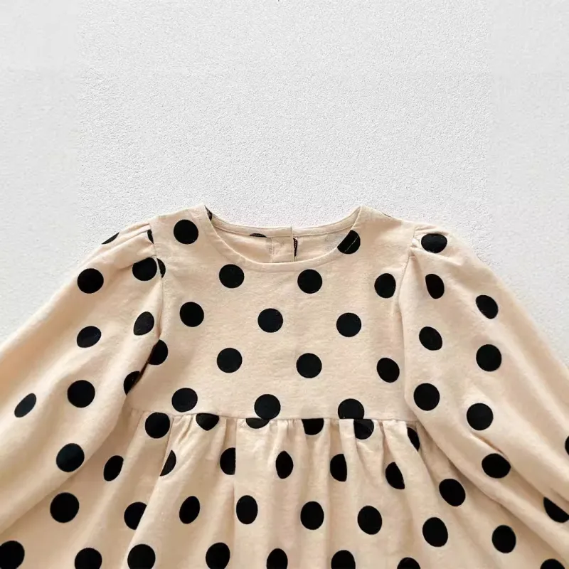 Baby dresses girls polka dot long sleeves round neck princess dress