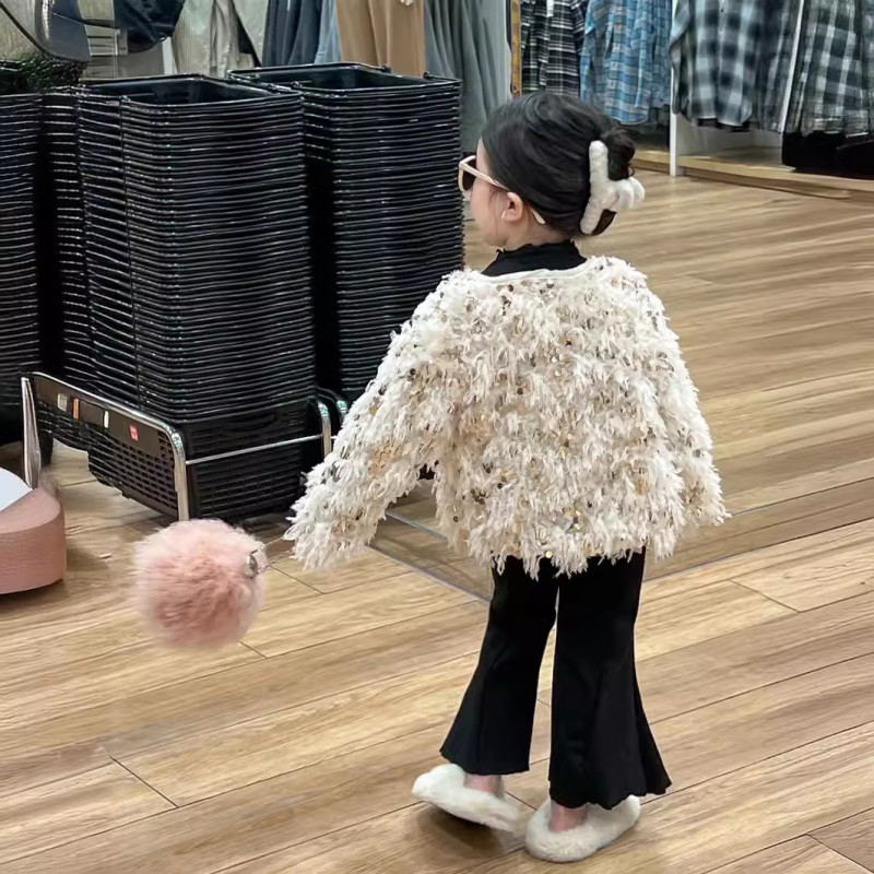 Children's clothing girl sequined tassel cardigan coat