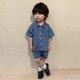 Cothing sets short sleeve casual girl dress denim two piece suit