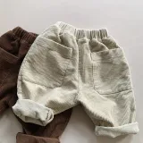 Corduroy wide-leg pants child outer wear trousers casual loose pants