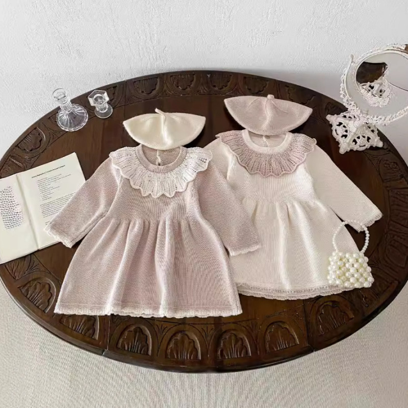Baby dress girls knitted sweater cute outing baby girl princess dress