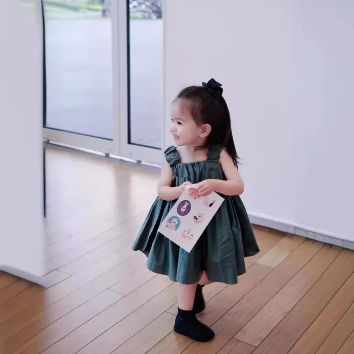 Cotton baby kids clothes solid cotton suspender sleeveless princess dress