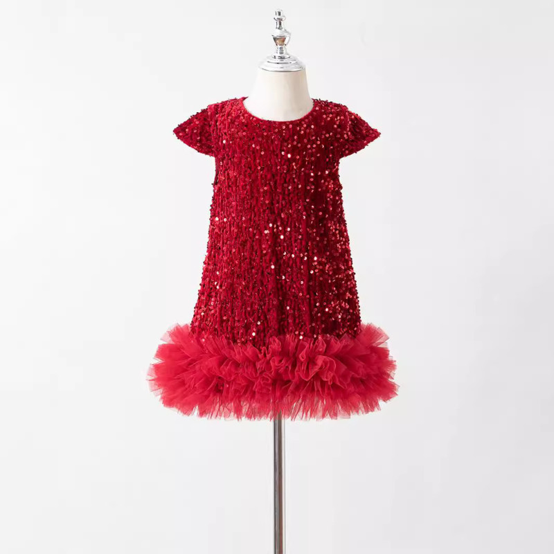 Girls sequins vest skirt children's Christmas party pettiskirt dress