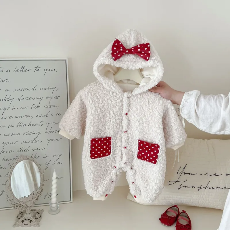 Baby girl fleece-lined jumpsuit children's clothing baby romper