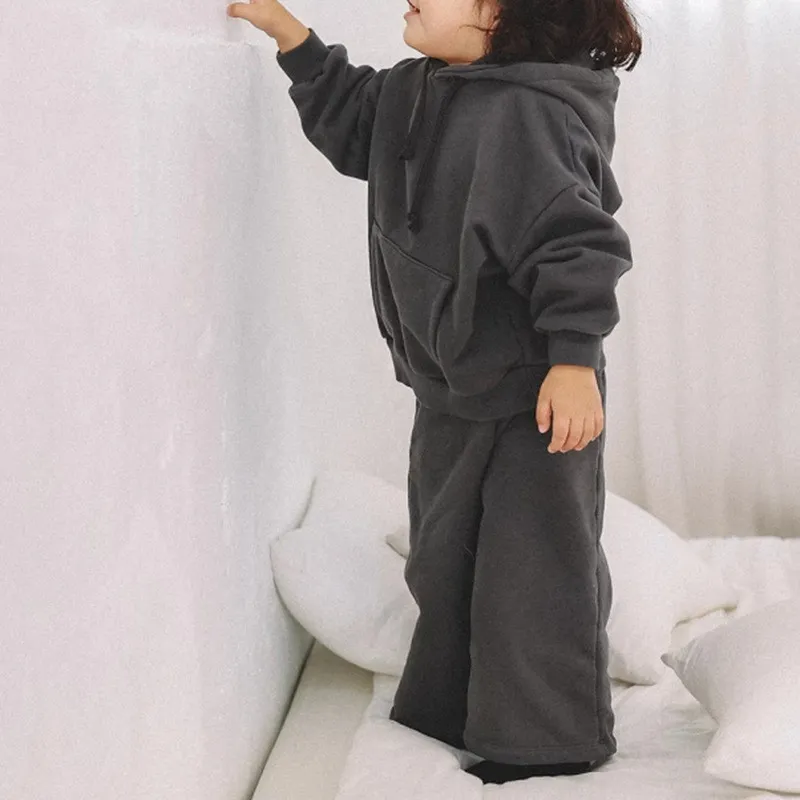 Casual loose hooded fleece sweater two-piece suit