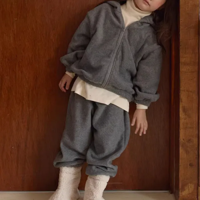 Zip-Up Kids Sweatshirt Fashion Style Solid Color Pure Cotton Suit
