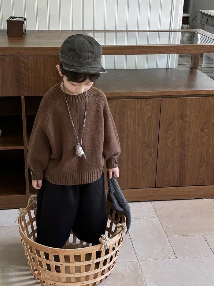 Thickened Solid Color Round Neck Sweater Winter Warm Inner Wear