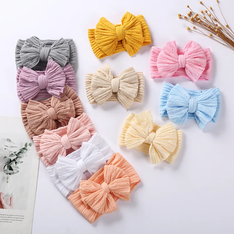 Children's hair band baby nylon elastic jacquard headband bow hair accessories