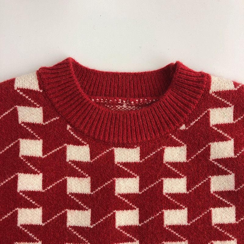Girls Clothing Set Christmas Sweaters Knit Printed Plaid Vest Shorts Suit