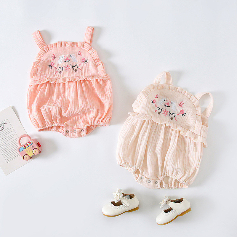 Baby romper with embroidery newborn girls versatile summer jumpsuit