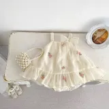 Baby girl summer romper Bloomer with skirt thin short sleeved