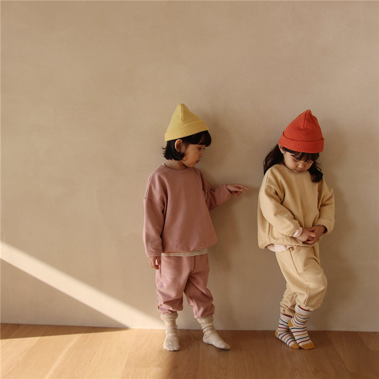 Two-Piece Loose Linen Cotton Casual Sweatshirt Girl Suit