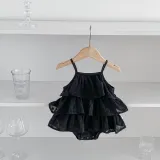 Baby girl summer solid color sling baby romper cute cake skirt bodysuit