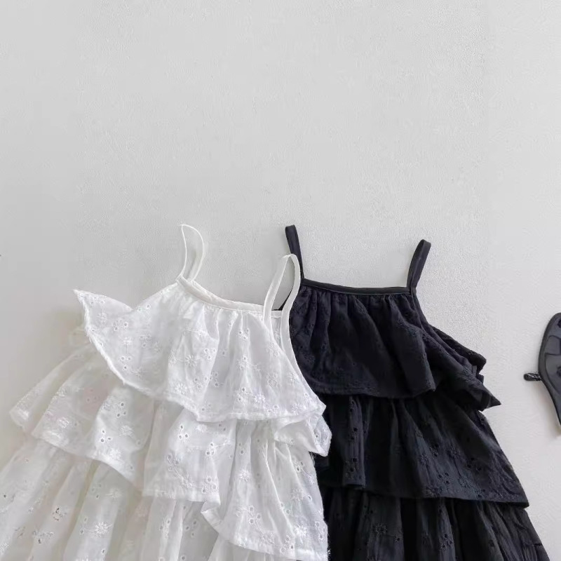 Baby girl summer solid color sling baby romper cute cake skirt bodysuit