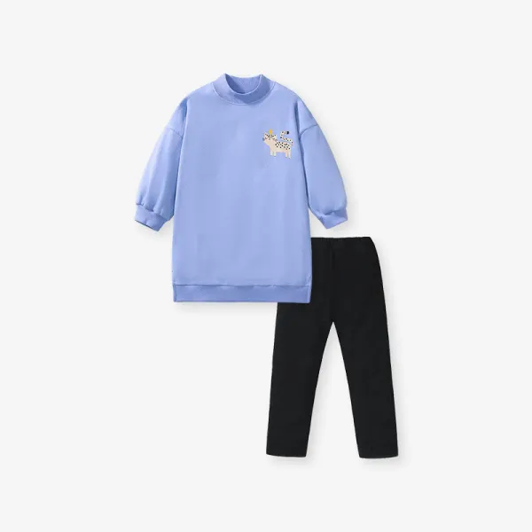 Girls long sweater suit autumn children's clothing long sleeve suit