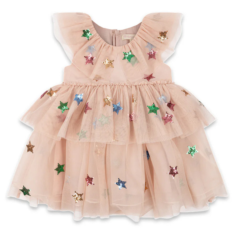 Mesh sequins long sleeve dress sequin skirt girls clothing princess dresses