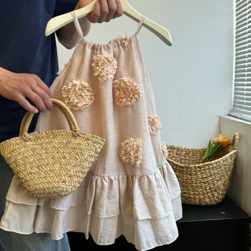 Girls' Baby Dresses Flower Patchwork Embroidery Strappy Elegant Princess Dress