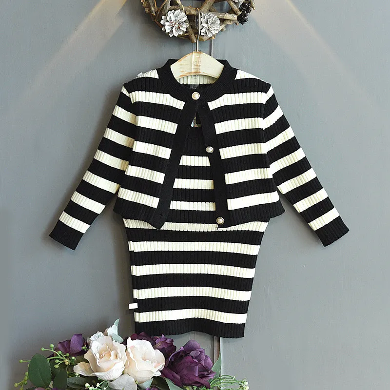 Special offer wholesale autumn casual knitted sweater dress girls suit