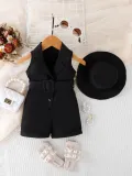 Summer Fashionable Baby girl clothing set Solid color sleeveless jumpsuit