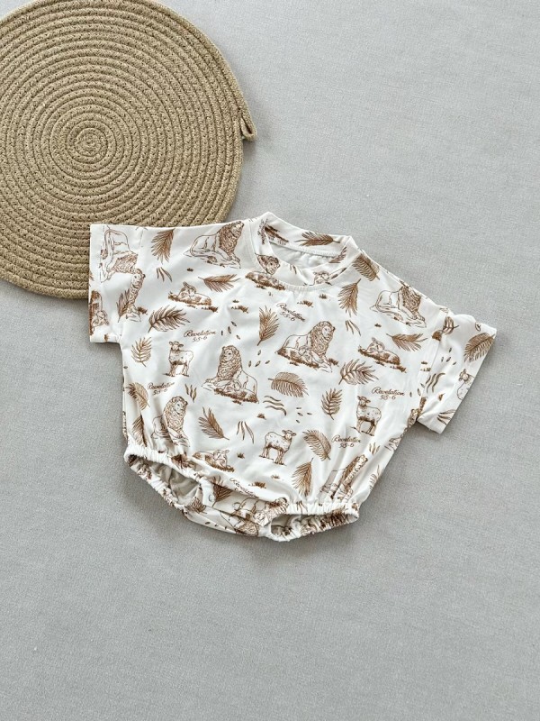 Bamboo fiber baby thin infant clothes Nordic style print loungewear pajamas breathable