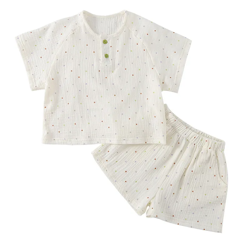 Children's pajamas summer thin boys gauze baby girl homewear suit