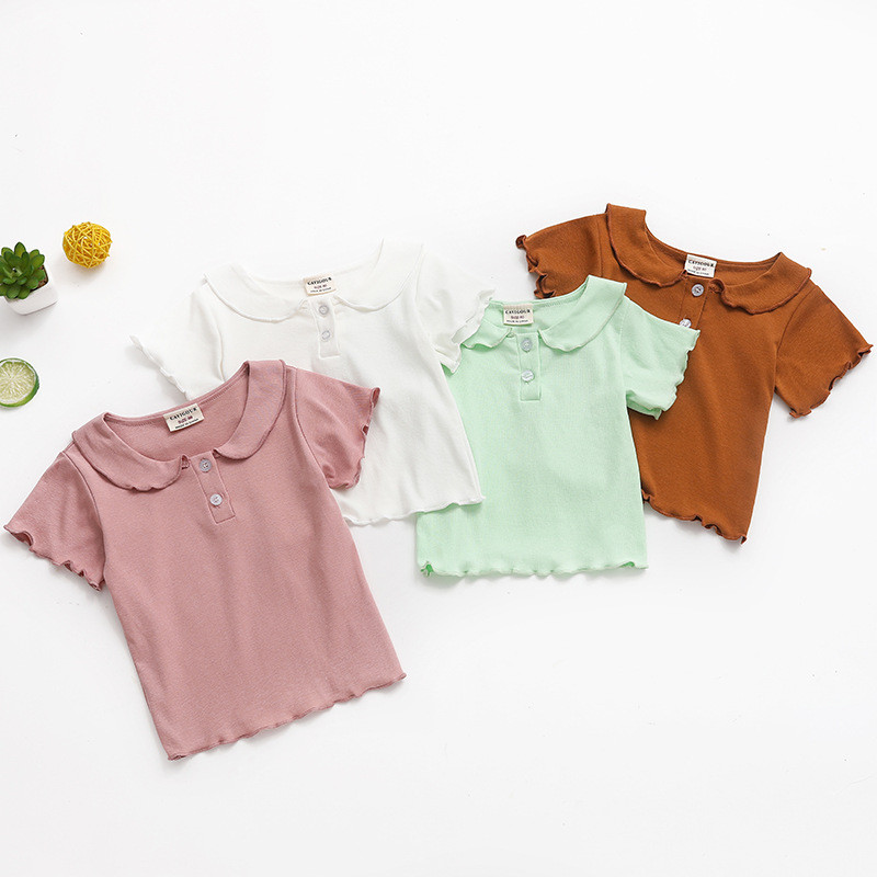 Summer new baby girls' cotton short sleeve polo shirt