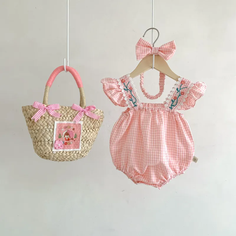 Baby Girls Short Sleeve Sweet Cute Princess Thin Full Triangle Baby Romper