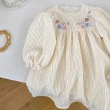 Children's Dress 100% Cotton Embroidery Bubble Sleeve Baby Dress