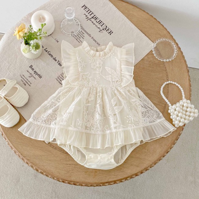 Casual Floral Flying Sleeves Summer Mesh Flying Sleeves Jumpsuit