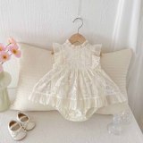 Casual Floral Flying Sleeves Summer Mesh Flying Sleeves Jumpsuit