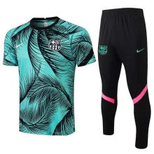 21-22 Barcelona Green Short-sleeved Trouser Suit 1:1 Quality Soccer Jersey