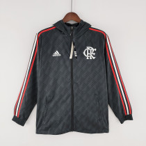 2022 Flamengo Black Windbreaker(白色阿迪红白三边）