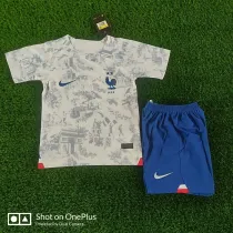 22-23 France Away White Kids Soccer Jersey