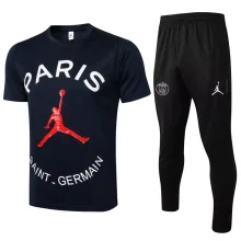 21-22 PSG Paris Jordan Royal blue Short-sleeved Trouser Suit 胸前飞人 1:1 Quality Soccer Jersey