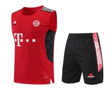 21-22 Bayern Vest Training Suit Kit Red 1:1 Quality Training Jersey