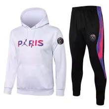 21-22 PSG Paris Jordan White Hoodie Jacket Tracksuit( 彩字小飞人,不拉链) 1:1 Quality Soccer Jersey