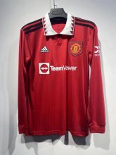 22-23 Manchester United Home Long Sleeve Fans 1:1 Quality Soccer Jersey