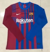 21-22 Barcelona Home Long Sleeve Fans 1:1 Quality Soccer Jersey