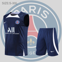22-23 PSG Vest Training Suit Kit Dark Blue 1:1 Quality Training Shirt