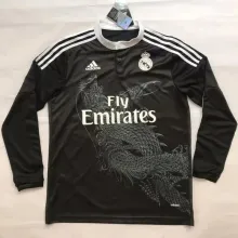 2014-2015 Real Madrid Third  Black Long Sleeve Retro  Soccer Jersey